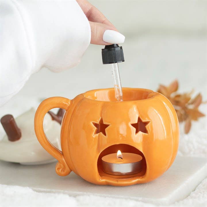 🎃 Brûle-parfum et chauffe-cire "Citrouille Gourmande" avec couvercle